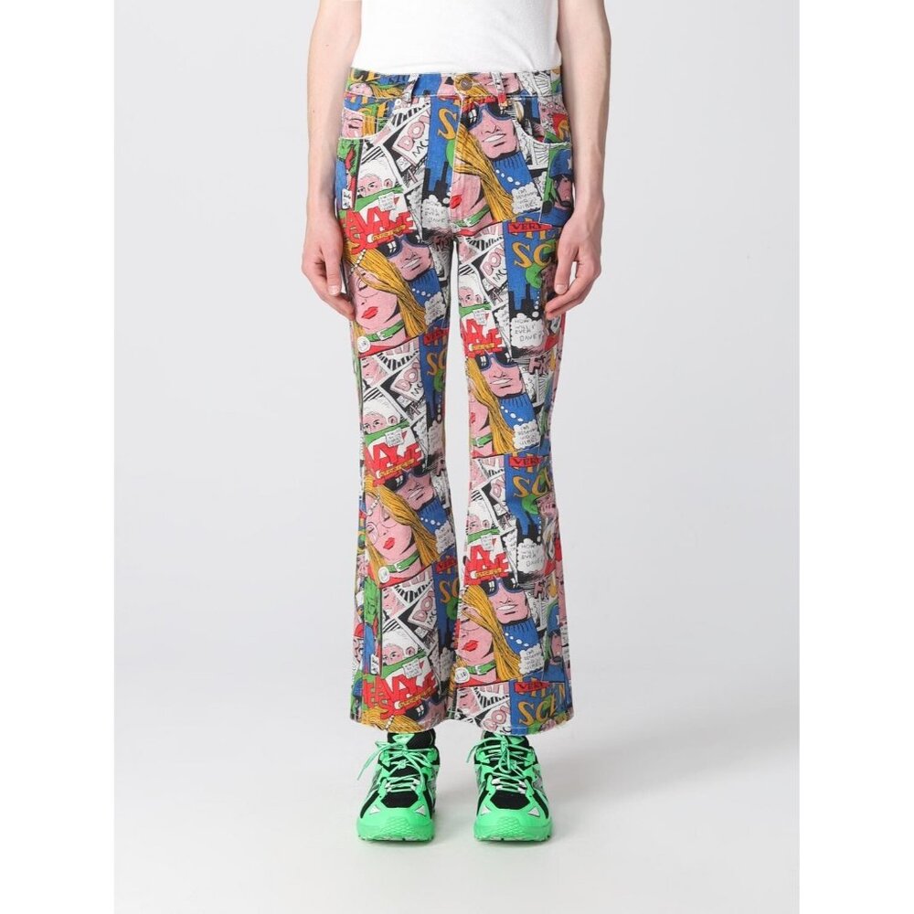 ERL Multicolor Comic Book Print Denim Bootcut Jeans $830, Size M